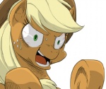 blonde_hair clothing come_at_me_bro cowboy_hat female feral freckles green_eyes hair hat headgear headwear open_mouth solo sunibee friendship_is_magic hasbro my_little_pony applejack_(mlp) earth_pony equid equine horse mammal pony reaction_image