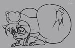 all anthro big_butt big_penis bodily_fluids butt butt_grab eyebrows fangs female genital_fluids genitals grey_background hair hand_on_butt heart_eyes heart_symbol hot_dogging huge_butt huge_penis humanoid_genitalia humanoid_penis hyper hyper_genitalia hyper_penis penis precum sex short_hair simple_background teeth teeth_showing norithics bethany_blacksboro domestic_cat felid feline felis mammal greyscale monochrome