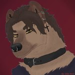 anthro big_ears big_nose brown_body brown_fur brown_hair collar facial_piercing fluffy fur gradient_background gradient_fur hair long_hair looking_at_viewer male multiple_piercings neck_tuft nose_piercing piercing simple_background solo tuft yellow_eyes yellow_sclera john_howl canid canine hyena mammal 2025 absurd_res hi_res icon