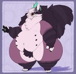 anthro belly_nipples fur hair horn long_hair male markings neck_tuft noir nude overweight overweight_anthro overweight_male purple_body purple_fur solo striped_body striped_fur striped_markings striped_tail stripes tail tail_markings tuft noirbutt mammal procyonid raccoon hi_res