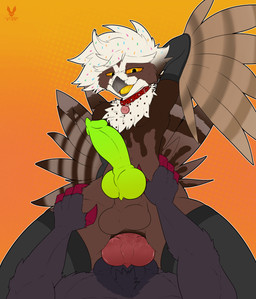 anal anal_penetration animal_genitalia animal_penis anthro anus arm_warmers armpit_fetish armpit_play armwear balls beak big_balls big_penis butt canine_genitalia canine_penis claws clothing collar cowgirl_position duo erection feathers femboy food from_front_position genitals green_penis hand_on_butt hand_on_hip hand_on_leg hand_on_thigh hung_bottom hung_femboy knot knotted_penis legwear licking licking_lips looking_down lying male male/male male_penetrated male_penetrating male_penetrating_male multicolored_penis muscular on_back on_bottom on_top penetration penile penile_penetration penis penis_in_ass penis_tip sex sheath spread_butt spreading tail thigh_highs tongue tongue_out transformation cutefckngbunny nintendo pokemon ceilo_(wafflezcol) avian bird food_creature generation_5_pokemon owl pokemon_(species) pulsatrix spectacled_owl true_owl zoroark absurd_res hi_res