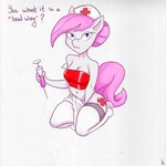 anthro bad_mood blue_eyes clothing cutie_mark female hair latex_top legwear nurse nurse_clothing pink_hair red_cross simple_background solo stockings syringe uniform white_background furrytan friendship_is_magic hasbro my_little_pony nurse_redheart_(mlp) equid equine horse mammal pony 1:1 hi_res