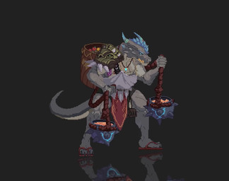2_horns 5_fingers 5_toes anthro apple basket biped black_background black_bottomwear black_claws black_clothing black_shorts blue_eyebrows blue_hair bottomwear claws clothed clothed_anthro clothed_male clothing container countershade_arms countershade_legs countershade_neck countershade_scales countershade_tail countershade_torso countershading eyebrows fangs feet finger_claws fingers food footwear front_view fruit fully_clothed fully_clothed_anthro fully_clothed_male grey_body grey_clothing grey_scales grey_topwear hair head_horn holding_object horn jewelry looking_aside male mouth_closed multicolored_body multicolored_scales muscular muscular_anthro muscular_male necklace overbite plant plantigrade reflection sandals scales shoes shorts shoulder_guard simple_background snout solo spatula tail tan_body tan_countershading teal_eyebrows teeth toe_claws toes tools topwear two_tone_body two_tone_scales underbite yellow_teeth rreathen mythology garef_(gilga_emenent) dragon mythological_creature mythological_scalie scalie wingless_dragon 2023 2d_animation animated colored digital_drawing_(artwork) digital_media_(artwork) full-length_portrait loop no_sound pixel_(artwork) pixel_animation portrait seamless_loop short_playtime video