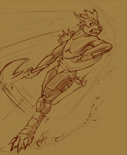 angry anthro armor axe claws fangs female fight flat_chested horn melee_weapon solo teeth weapon neon_(artist) guild_wars charr felid mammal monochrome