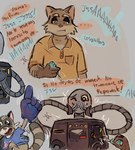 2024 anthro biped blue_clothing blue_shirt blue_t-shirt blue_topwear blush brown_body brown_ears brown_fur brown_tail clothing dialogue duo foam_finger fur grey_body half-closed_eyes hand_on_mouth hand_on_own_mouth hands_on_mouth happy holding_object holding_screwdriver holding_tool humanoid_hands laugh machine mammal mortuss_mortem multicolored_body multicolored_clothing multicolored_fur multicolored_shirt multicolored_t-shirt multicolored_topwear narrowed_eyes one_eye_closed orange_clothing orange_eyes orange_shirt orange_topwear procyonid raccoon rascal_(robot_dreams) red_clothing red_nose red_shirt red_t-shirt red_topwear repair robot robot_(robot_dreams) robot_dreams screwdriver shirt slightly_chubby spanish_text t-shirt tail text tongue tools topwear translated two_tone_tail white_clothing white_shirt white_t-shirt white_topwear