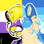 ambiguous_gender anthro cheek_tuft facial_tuft fur hair inner_ear_fluff lgbt_pride looking_at_viewer multicolored_body multicolored_fur nonbinary_pride_colors open_mouth open_smile outline pride_color_background pride_color_body pride_color_fur pride_colors simple_background smile snout solo tuft uranic_pride_colors white_outline cloudpie conditional_dnp felid mammal pantherine tiger 1:1 2024 clip_studio_paint_(artwork) digital_drawing_(artwork) digital_media_(artwork) headshot_portrait icon portrait restricted_palette nonbinary_(lore)