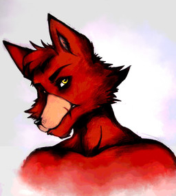 anthro black_nose cheek_tuft eyebrows facial_scar facial_tuft fur head_tuft male pink_inner_ear red_body red_fur scar simple_background snout snout_scar solo tuft white_background yellow_eyes art-surgery five_nights_at_freddy's scottgames foxy_(fnaf) canid canine fox mammal 2015 archived_source digital_media_(artwork) hi_res