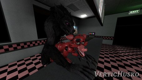 anthro bent_over_furniture bent_over_surface black_body black_fur claws countertop dominant dominant_male door duo ears_back ears_down exit_sign eye_patch eyewear floor fountain_drink_dispenser from_behind_position fur gold_(metal) gold_tooth hand_on_hand hands_on_partner hook hook_hand hot_dogging light_source long_claws looking_back looking_pleasured machine male male/male menu_board open_mouth pivoted_ears purple_eyes red_body sex submissive submissive_male teeth_showing tile tile_ceiling tile_floor tongue tongue_out window vertichusko lordaardvark_(modeler) mishuyuu_(modeler) five_nights_at_freddy's mythology scottgames foxy_(fnaf) skyrim_werewolf animatronic canid canine fox mammal mythological_canine mythological_creature robot werecanid werecanine werecreature werewolf 16:9 3d_(artwork) digital_media_(artwork) source_filmmaker_(artwork) watermark widescreen