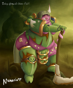 annoyed anthro armor belly belly_overhang breasts exposed_ass female hood horn machine melee_weapon obese obese_female overweight overweight_female pink_body polearm power_armor rust scythe solo standing tentacles tusks under_boob weapon manaria_opossum warhammer_(franchise) warhammer_40000 nurgle sister_repugnia chaos_daemon daemon_of_nurgle great_unclean_one mammal suid suine sus_(pig) wild_boar 5:6 absurd_res hi_res