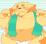 anthro belly big_belly blush bodily_fluids clothing eyebrows kemono male overweight overweight_anthro overweight_male scarf solo sweat underwear 0119_muu celtic_mythology european_mythology lifewonders mythology tokyo_afterschool_summoners cu_sith_(tas) canid canine canis cu-sith domestic_dog mammal mythological_canine mythological_creature spectral_dog spirit 2021 hi_res