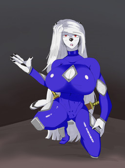 alternate_color big_breasts bodysuit breasts clothing female huge_breasts pawpads skinsuit solo tight_clothing weapon duplicatename taimanin_(series) siobhan_(duplicatename) domestic_ferret mammal mustelid musteline true_musteline weasel hi_res