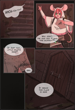 clothed clothing dialogue dungeon female fur hair simple_background solo speech_bubble tail teeth text topwear yourumi tilly_(yourumi) mammal mouse murid murine rodent absurd_res comic digital_media_(artwork) english_text hi_res