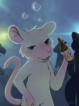 alcohol anthro beer beer_bottle beverage blush bottle bubble container drunk drunk_bubble standing substance_intoxication haika domestic_cat felid feline felis mammal mouse murid murine rodent siamese siamese_mouse absurd_res hi_res