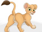 anus brown_body butt clitoris female feral genitals looking_at_viewer pussy raised_tail simple_background solo tail white_background young young_feral yosshi disney the_lion_king felid lion mammal pantherine hi_res