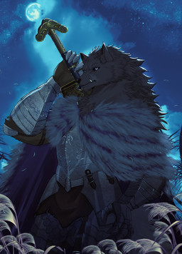 anthro armor black_sclera cape clothing fangs male melee_weapon solo sword teeth weapon drakonika123 elden_ring fromsoftware blaidd_(elden_ring) canid canine canis mammal wolf absurd_res hi_res