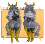 anthro armor big_breasts big_butt breasts butt clothed clothing featureless_crotch female hand_on_hip legwear multiple_angles solo thick_thighs thigh_highs champchidi pseudoregalia sybil_(pseudoregalia) bovid caprine goat mammal hi_res