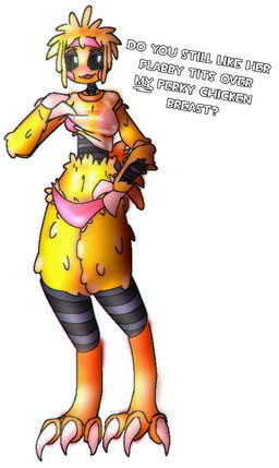 accessory beakless black_sclera blush clothing feet female fluffy headband machine orange_feet pseudo_hair rosy_cheeks simple_background solo talons teasing teasing_viewer text text_on_clothing toes underwear wet wet_clothing white_background yellow_body keitai five_nights_at_freddy's five_nights_at_freddy's_2 scottgames toy_chica_(fnaf) avian bird chicken galliform phasianid robot_anthro absurd_res aliasing digital_media_(artwork) hi_res