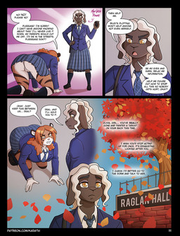 5_fingers accessory anthro begging black_border blackmail bodily_fluids border bottomwear breasts brown_body brown_fur brown_hair brown_skin butt cartoon_freckles cellphone clothed clothing dialogue duo electronics female fingers freckled_face freckles fur hair multicolored_body multicolored_fur necktie page_number panties phone school_uniform shirt skirt smartphone smile spot_freckles spots tailless text topwear two_tone_body two_tone_fur underwear uniform upskirt vest white_body white_fur white_wool wool_(fur) conditional_dnp kadath gabby_(kadath) regina_(kadath) bovid caprine domestic_cat domestic_sheep felid feline felis mammal manx sheep comic digital_media_(artwork) english_text hi_res shaded url