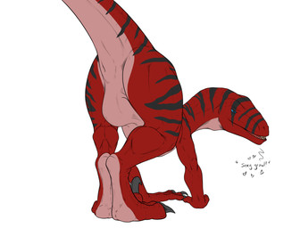 anus ass_up big_tail blue_eyes claws feral growling inviting inviting_viewer leaning leaning_forward looking_at_viewer looking_back looking_over_shoulders male male_feral markings multicolored_body paws pose pubic_boot raised_hips raised_tail solo suggestive tail tailbutt teasing thick_tail two_tone_body conditional_dnp samagthrav2 shadow_(shadowelite) dinosaur dromaeosaurid prehistoric_species reptile saurischian scalie theropod velociraptor absurd_res hi_res pinup