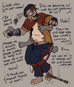anthro being_held blush bodily_fluids breasts clitoris clothed clothing embarrassed eyewear facial_hair female forced fur genital_fluids genitals glasses hair hand_on_butt messy multi_breast multi_nipple mustache nipples overweight overweight_anthro tail teeth text undressing vaginal_fluids vulva wet wet_clothing ottertobedestroyed hiro_(ottertobedestroyed) mammal mustelid otter 2025 absurd_res digital_drawing_(artwork) digital_media_(artwork) english_text hi_res trans_(lore) trans_man_(lore)