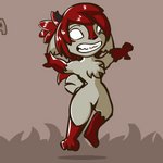 anthro female fur gift hair horn jumping laugh red_body red_fur red_hair simple_background solo white_body white_fur skashi95 little_laughters smiley_cindy_(skashi95) canid grinion_(species) mammal 1:1 2019 2d_animation adobe_animate_(artwork) animated digital_media_(artwork) motion_tweening short_playtime