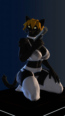 5_fingers abs anthro big_breasts black_body black_fur black_tail blonde_hair bra breasts choker claws cleavage clothed clothing colored_nails female fingers fur garter_belt garter_belt_leggings garter_straps gradient_background hair hand_on_leg hand_on_thigh jewelry lingerie looking_at_viewer muscular muscular_anthro muscular_female nails necklace panties pink_nose pose short_hair simple_background smile solo tail thick_thighs underwear white_nails yellow_eyes thevestige petruz_(modeler) cat_(petruz) lyra_(thevestige) domestic_cat felid feline felis mammal 3d_(artwork) 9:16 digital_media_(artwork) hi_res pinup source_filmmaker_(artwork)