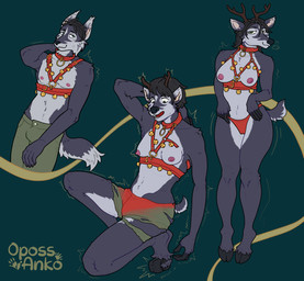 anthro bell belt bottomwear breasts christmas_clothing christmas_decorations clothing female fur gender_transformation hair holidays horn looking_at_viewer male mid_transformation mtf_transformation nipples nude pants simple_background solo species_transformation tail thong three_frame_sequence torn_bottomwear torn_clothing torn_pants transformation transformation_sequence underwear kiri-anko christmas deer mammal new_world_deer reindeer hi_res sequence
