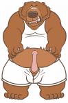 animal_genitalia animal_penis anthro biped boxers_(clothing) brown_body brown_fur bulge clothing erection fur genitals male open_mouth overweight overweight_anthro overweight_male penis shirt simple_background solo standing tank_top topwear underwear ursine_penis white_background dakota-bear bear brown_bear grizzly_bear mammal ursine animated short_playtime