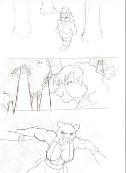 anthro big_breasts breasts clothing duo female nipples plant smile tongue tongue_out tree world_war_2 droll3 anya_(droll3) katriina_(droll3) bear felid lion mammal pantherine 2012 black_and_white comic monochrome sketch traditional_media_(artwork)