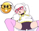 clothed clothing emoji eyewear fully_clothed glasses laid_down legwear light_body looking_at_viewer male nerd red_eyewear red_glasses simple_background solo spread_legs spreading stockings thigh_highs thigh_stockings wearing_glasses white_background sonofan nerd_emoji_(meme) animal_humanoid cat_humanoid felid felid_humanoid feline feline_humanoid humanoid mammal mammal_humanoid 2023 digital_media_(artwork)