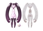 anatomy bone female genitals nipples not_furry purple_body purple_skin pussy radiograph red_eyes sharp_teeth skeleton solo teeth lehman8 skullarm humanoid absurd_res hi_res model_sheet shaded soft_shading