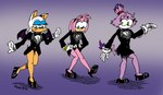 2016 5_fingers amy_rose andreu-t anthro bare_legs bat bedroom_eyes black_bow_tie black_clothing black_footwear black_hairband black_high_heels black_jacket black_leotard black_shoes black_suit_jacket black_tie_(suit) black_topwear blaze_the_cat blue_eyes blue_eyeshadow bow_tie bracelet closed_smile clothed clothing dance_shoes dancewear dancing dipstick_hair dipstick_tail domestic_cat dress_shirt eulipotyphlan eyelashes eyeliner eyeshadow facial_markings felid feline felis female fingers footwear forehead_gem frilly frilly_clothing frilly_shirt frilly_topwear fur gem glistening glistening_clothing glistening_footwear glistening_high_heels glistening_shoes gloves gold_(metal) gold_bracelet gold_jewelry green_eyes grey_background group handwear head_markings hedgehog hi_res high_heels jacket jewelry leotard looking_at_another looking_down makeup mammal markings membrane_(anatomy) membranous_wings motion_outline mouth_closed multicolored_body multicolored_fur muzzle_(marking) narrowed_eyes pink_body pink_fur purple_background purple_body purple_fur purple_wings red_forehead_gem red_gem red_hair_tie rouge_the_bat seductive sega shirt shoes showgirl signature silver_bracelet simple_background sketch smile sonic_the_hedgehog_(series) suit tail tail_markings tan_markings tap_dancing tap_shoes topwear trio two_tone_body two_tone_fur white_body white_clothing white_dress_shirt white_fur white_gloves white_handwear white_markings white_shirt white_topwear wings yellow_eyes