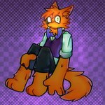 3_toes 4_fingers anthro biped black_nose bodily_fluids bottomwear bow_tie brown_body clothing feet fingers pants sad shirt sitting solo tears toes topwear prostochellol0900 beastly_crimes beastly_crimes_(2024) yote_(beastly_crimes) canid canine canis coyote mammal 1:1 2024 hi_res