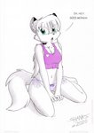 alica anthro barefoot bed bow_panties bow_underwear breasts camisole clothed clothing colored_edge_panties feet female furniture midriff navel panties pink_camisole pink_clothing pink_panties pink_underwear side-tie_panties sleepwear solo toes toony underwear underwear_only tirashanks_(artist) arctic_fox canid canine fox mammal true_fox