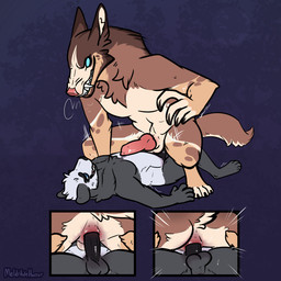 anal anal_penetration anal_tugging animal_genitalia animal_penis anthro anthro_on_anthro anthro_penetrated anthro_penetrating anthro_penetrating_anthro anus balls black_body black_fur black_penis blue_eyes brown_body brown_fur canine_genitalia canine_penis close-up cowgirl_position cutaway dominant duo erection from_front_position fur genitals grey_body grey_fur humanoid_genitalia humanoid_penis knot knotted_penis larger_anthro larger_dom larger_male lying male male/male male_anthro male_penetrated male_penetrating male_penetrating_male nude nude_anthro nude_male on_back on_bottom on_top open_mouth orifice_tugging penetration penile penile_penetration penis penis_in_ass pink_penis sex sheath size_difference smaller_anthro smaller_male tail tan_body tan_fur teeth meldritchhorror mythology vin_(notvin) bear canid canine giant_panda mammal mythological_canine mythological_creature werecanid werecanine werecreature werewolf 1:1 2021 hi_res