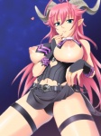 areola big_breasts breasts clothed clothing erect_nipples female green_eyes hair heart_symbol horn humanoid_pointy_ears long_hair looking_at_viewer low-angle_view nipples not_furry pink_hair pointy_ears pose simple_background skimpy smile solo under_boob gaen sin_nanatsu_no_taizai asmodeus_(gaen) asmodeus_(sin_nanatsu_no_taizai) demon demon_humanoid humanoid 3:4