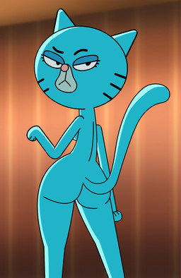 anthro bent_arm big_breasts big_butt big_eyes biped black_eyebrows black_eyes black_markings blue_body blue_breasts blue_ears blue_fur blue_tail blurred_background breasts butt curved_eyebrows curvy_figure eyebrows eyelashes facial_markings female fur half-closed_eyes head_markings head_turned inside internal_wall iris light_body light_fur looking_at_viewer looking_back looking_back_at_viewer markings mature_anthro mature_female mouth_closed muzzle_(marking) narrowed_eyes no_pupils nude nude_anthro nude_female on_model paws pink_nose pointy_ears pose prick_ears raised_eyebrow resting_bitch_face round_head round_nose side_boob solo standing tail thick_thighs three-quarter_view wall_(structure) whisker_markings white_markings white_sclera wide_hipped_anthro wide_hipped_female wide_hips impstripe cartoon_network the_amazing_world_of_gumball mary_senicourt domestic_cat felid feline felis mammal 2021 digital_drawing_(artwork) digital_media_(artwork) hi_res portrait three-quarter_portrait