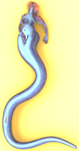 apode azura_(hotel_elera) big_breasts blue_body breasts elera) female feral legless living_tail natural_breasts orange_eyes serpentine snake_tail solo split_form tail unusual_anatomy unusual_tail elsera draconcopode lamia naga reptile scalie snake hi_res