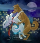 anthro canon_couple dancing duo female kissing licking male outside romantic romantic_ambiance romantic_couple tail tongue tongue_out imanika roadside_romeo laila_(roadside_romeo) romeo_(roadside_romeo) canid canine canis domestic_dog mammal digital_media_(artwork) shaded signature