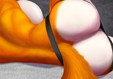 anthro athletic bed big_breasts big_butt breasts butt crossgender female fluffy fluffy_tail fur furniture fuzzy huge_breasts huge_butt lying nude nude_anthro nude_female on_side orange_body orange_fur rear_view solo tail toned_body toned_female tuft white_body white_fur fira.arts kila_arrow canid canine fox mammal red_fox true_fox absurd_res hi_res