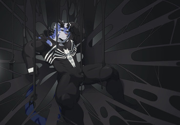 abs anthro bulge clothing duo goo_drip male male/male messy muscular muscular_male sitting spreading suit suit_transformation takeover transformation huangpeng_04 marvel venom_(marvel) felid mammal pantherine symbiote tiger full-length_portrait hi_res portrait