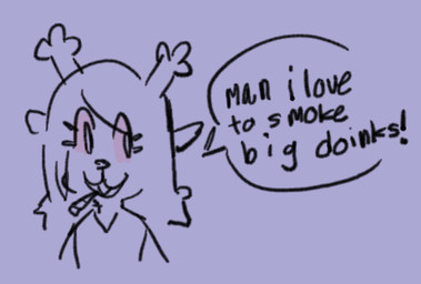 anthro blunt clothing dialogue doobie drugged drugs female hair joint long_hair marijuana red_eyes shirt smile smoking smoking_marijuana solo stoned substance_intoxication teeth topwear marpystar deltarune undertale_(series) noelle_holiday deer mammal new_world_deer reindeer low_res monochrome