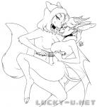 anthro breast_squish breasts breasts_frottage chain collar duo female female/female membrane_(anatomy) membranous_wings sex_toy side_boob squish tongue wings luckypan bliss_(character) dani antelope bat bovid canid canine hybrid mammal monochrome