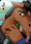 alcohol anthro beverage card card_template clothed clothing diamonds_(suit) hollywoo jack_of_diamonds male playing_card playing_card_template solo suit_symbol frist44 the-minuscule-task bojack_horseman cc-by-nc creative_commons fluff_shuffled netflix bojack_horseman_(character) equid equine horse mammal artist_collaboration digital_media_(artwork) shaded