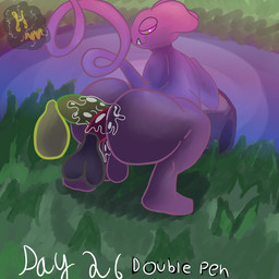 anal anal_penetration balls big_butt bodily_fluids butt digitigrade disembodied_penis double_penetration duo feral genital_fluids genitals green_eyes hairless looking_back male male/male penetration penis pink_sclera precum smile solo_focus thick_thighs underbite hurricane_weaver kinktober kinktober_2025 nintendo pokemon domestic_cat felid feline felis generation_4_pokemon glameow hairless_cat mammal pokemon_(species) 1:1 2025 hi_res