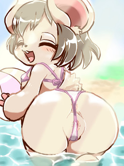 anthro ball beach_ball big_ears biped blush brown_hair clitoral_hood clitoris clothing eyes_closed female genitals glistening glistening_water hair ineffective_clothing inflatable inner_labia light light_beam light_blush loli looking_back open_mouth open_smile outside partially_submerged rear_view shortstack shortstack_female smile solo sunlight sunny swimwear translucent translucent_clothing urethra vulva water young young_female diru caravan_stories malma cricetid gessy hamster mammal rodent 3:4 digital_drawing_(artwork) digital_media_(artwork) hi_res