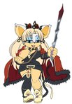 anthro cape clothing colored_nails cosplay crown female fur fur_trimming hair headgear long_hair melee_weapon nails nipple_slip personal_grooming polearm solo spear trimming_(grooming) weapon ojisan_mopy fate_(series) sega sonic_the_hedgehog_(series) type-moon ereshkigal_(fate) rouge_the_bat bat mammal hi_res portuguese_description translated_description