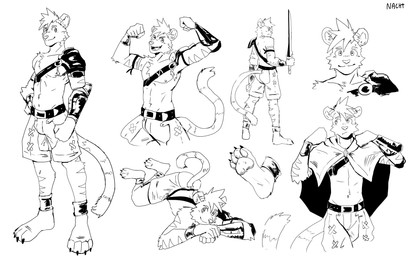 anthro male solo nacht felid hybrid lion mammal pantherine snow_leopard absurd_res hi_res monochrome sketch sketch_page