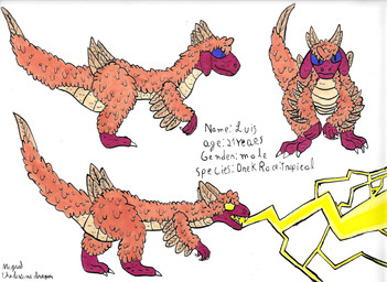 blue_eyes electricity feathers feral lightning magic magic_user male orange_body orange_feathers red_body red_scales scales simple_background solo tail miguel_the_divine_dragon dragonscape mythology luis_(miguel_the_divine_dragon) dinosaur dragon drekir dromaeosaurid mythological_creature mythological_scalie prehistoric_species reptile saurischian scalie theropod absurd_res hi_res model_sheet traditional_media_(artwork)