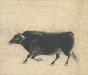 2_horns animal_genitalia balls black_body black_fur cloven_hooves facial_piercing feral fully_sheathed fur genitals hooves horn male male_feral nose_piercing nose_ring piercing quadruped ring_piercing sheath side_view simple_background solo tail tail_tuft tuft unguligrade walking unknown_artist public_domain bovid bovine cattle mammal 13th_century absurd_res ancient_art hi_res painting_(artwork) spot_color traditional_media_(artwork) traditional_painting_(artwork)